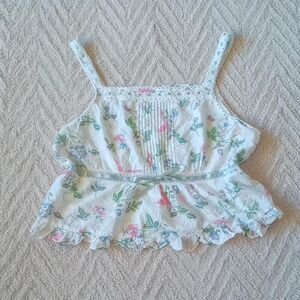 Y2K White Floral Ribbon Lace Coquette Camisole